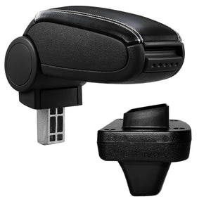 Accoudoir central sur mesure pour Opel Astra K, couvercle en similicuir et tissu noir avec surpiqûres colorées [pro.tec] - premiumXL