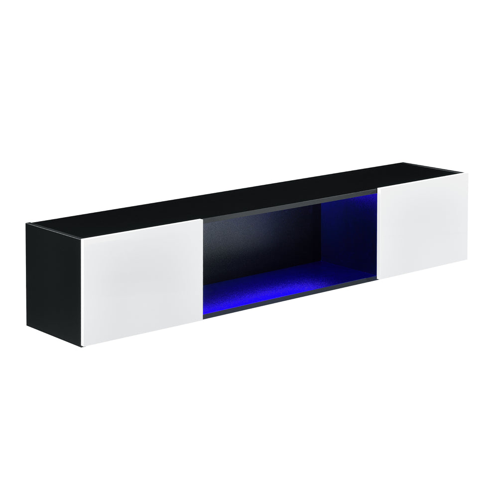 Hängeboard Thabong 150x30x30 cm met LED-verlichting Zwart/Wit en.casa - premiumXL