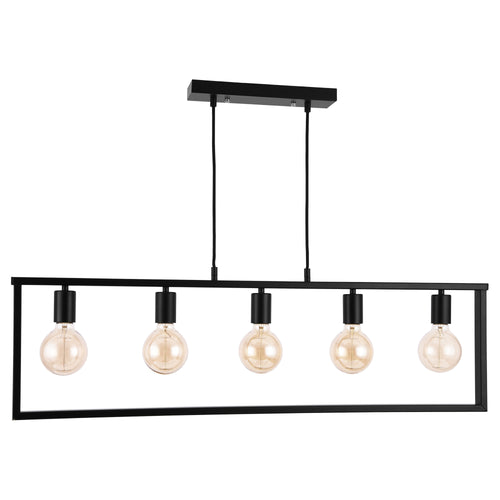 Metalen hanglamp Glasgow 100x30 cm zwart 5xE27