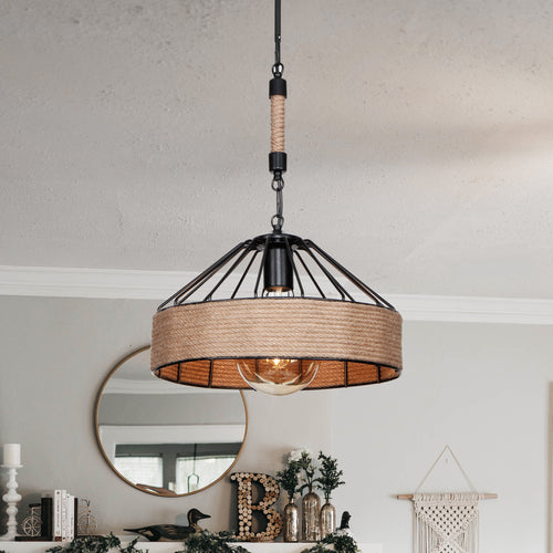 Suspension Bridgford E27 métal corde de jute noir/couleur jute [lux.pro] - premiumXL