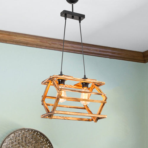 Suspension Kettering bois massif E27 noir / naturel [lux.pro]