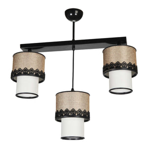 Suspension Broadstairs 61 x 57 x 20 cm 3 x E27 noir beige blanc [lux.pro]