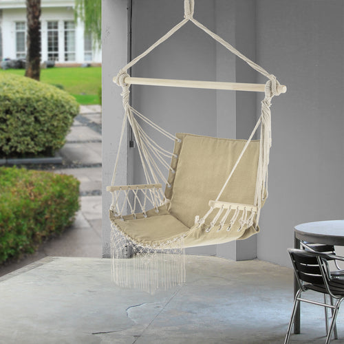 Fauteuil Suspendu à Franges Bahia Jusqu'à 150 kg 120 x 100 x 65 cm [casa.pro]
