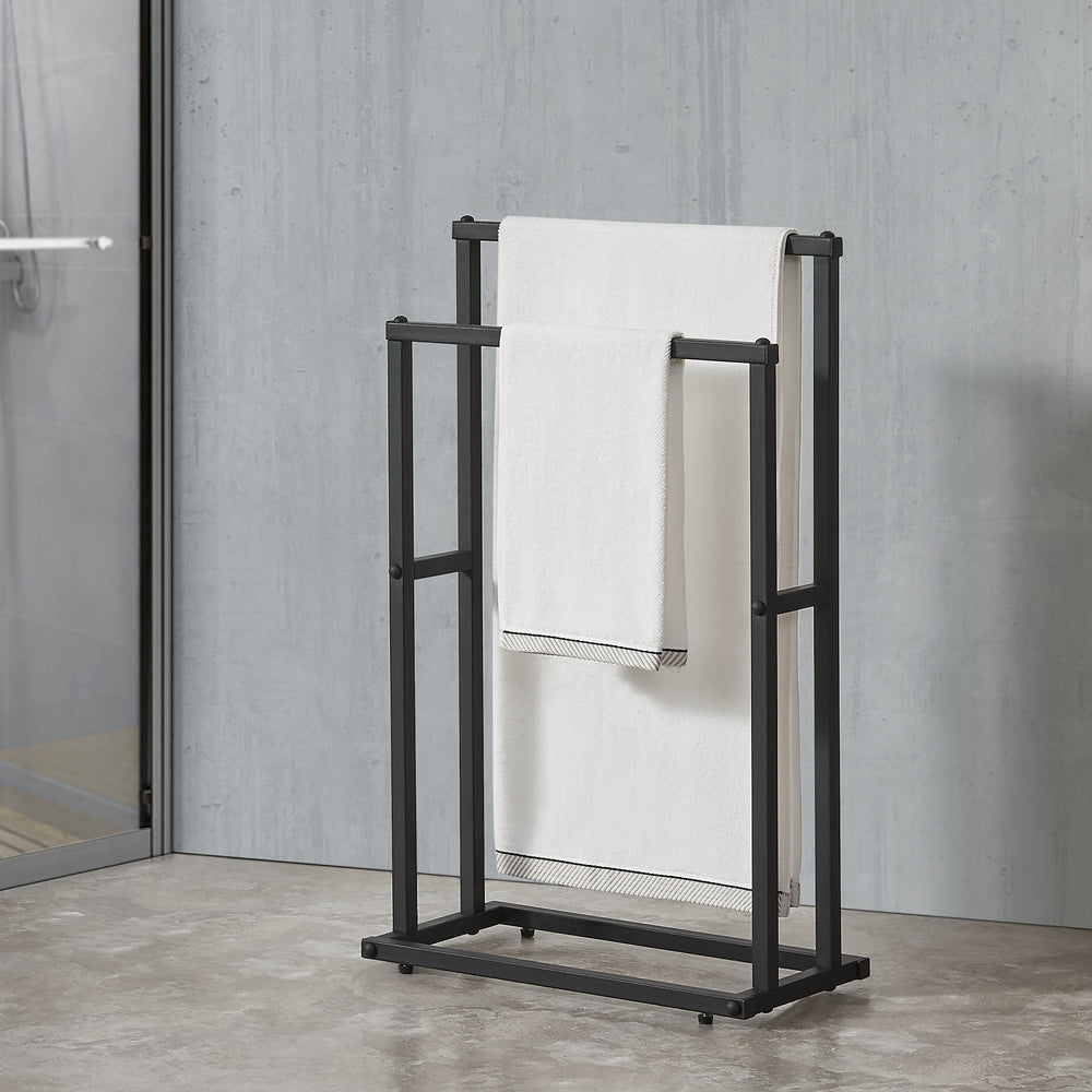 Porte-serviettes avec 2 barres 78 x 48 x 24 cm Noir [en.casa] - premiumXL