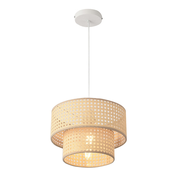 Suspension Ascot E27 blanc aspect rotin lux.pro