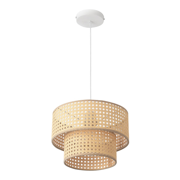 Suspension Ascot E27 blanc aspect rotin lux.pro