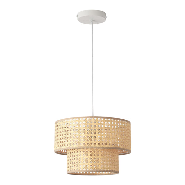 Suspension Ascot E27 blanc aspect rotin lux.pro