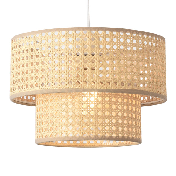 Suspension Ascot E27 blanc aspect rotin lux.pro