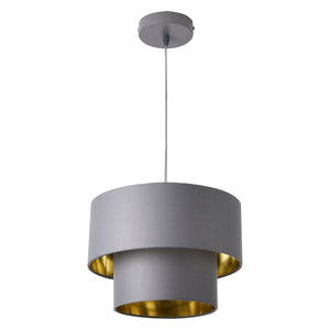 Suspension Lopar E27 60W en Métal et Textile Gris Doré [lux.pro]