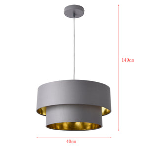 Design hanglamp Lopar metaal en stof E27 Ø30 grijs en goud - verschillende maten