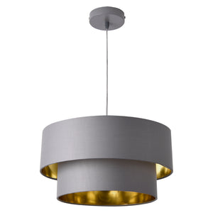 Design hanglamp Lopar metaal en stof E27 Ø30 grijs en goud - verschillende maten