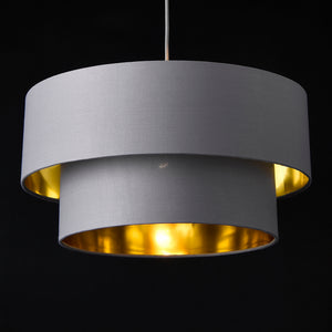 Design hanglamp Lopar metaal en stof E27 Ø30 grijs en goud - verschillende maten