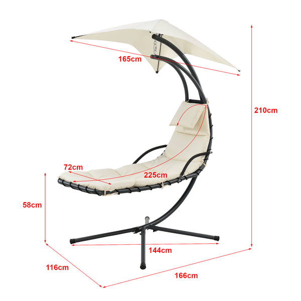 Hangmat met luifel en standaard 166x116x210 cm - 3 varianten
