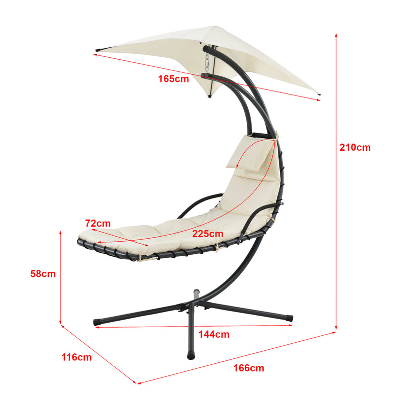 Maatschets Hangmat met luifel en standaard 166x116x210 cm - 3 varianten