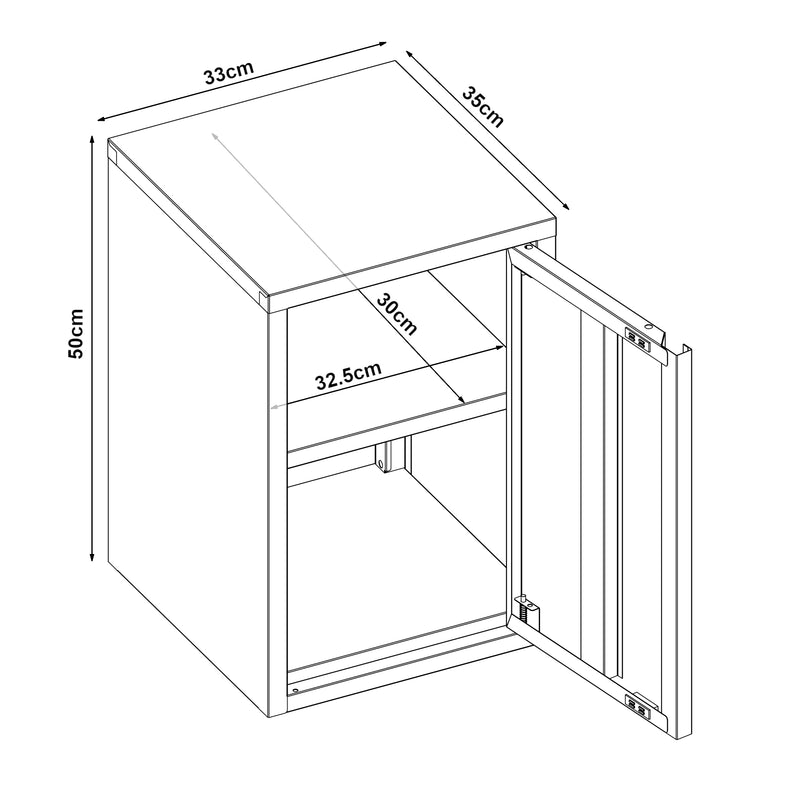 Maatschets Metalen wandkast Burlöv 50x33x35 cm [en.casa]
