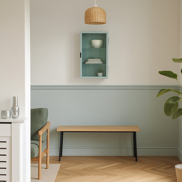 Armoire murale Zundert avec porte en verre strié 60 x 35 x 15 cm acier [en.casa]