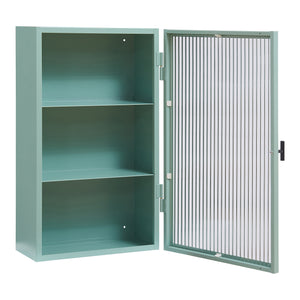 Armoire murale Zundert avec porte en verre strié 60 x 35 x 15 cm acier [en.casa]
