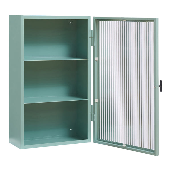 Armoire murale Zundert avec porte en verre strié 60 x 35 x 15 cm acier [en.casa]