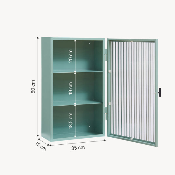 Armoire murale Zundert avec porte en verre strié 60 x 35 x 15 cm acier [en.casa]