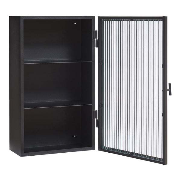 Armoire murale Zundert avec porte en verre strié 60 x 35 x 15 cm acier [en.casa]