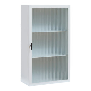 Armoire murale Zundert avec porte en verre strié 60 x 35 x 15 cm acier [en.casa]