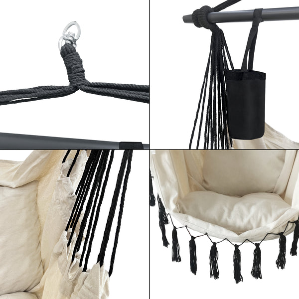 [en.casa] Hangstoel Aranga met 2 kussens max 120 kg - 2 varianten