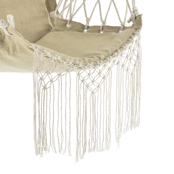 Fauteuil Suspendu à Franges Bahia Jusqu'à 150 kg 120 x 100 x 65 cm [casa.pro]