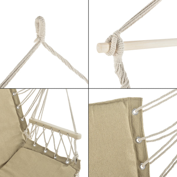 Fauteuil Suspendu à Franges Bahia Jusqu'à 150 kg 120 x 100 x 65 cm [casa.pro]