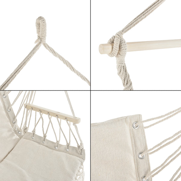 Fauteuil Suspendu à Franges Bahia Jusqu'à 150 kg 120 x 100 x 65 cm [casa.pro]