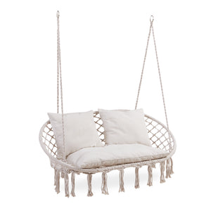 Fauteuil suspendu Kailua pour 2 personnes 135 x 129 x 65 cm blanc crème casa.pro