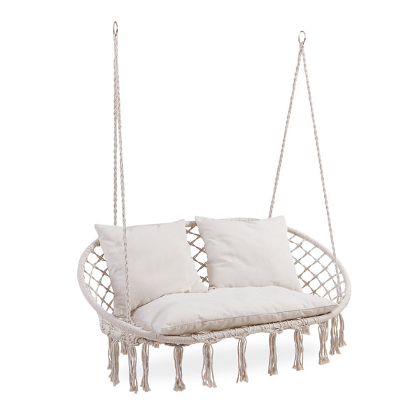 Fauteuil suspendu Kailua pour 2 personnes 135 x 129 x 65 cm blanc crème casa.pro