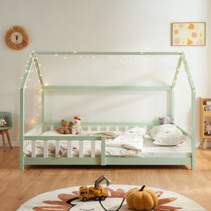 Kinderbed Hesel huisbed met matras en uitvalbeveiliging [en.casa] [neu.haus]