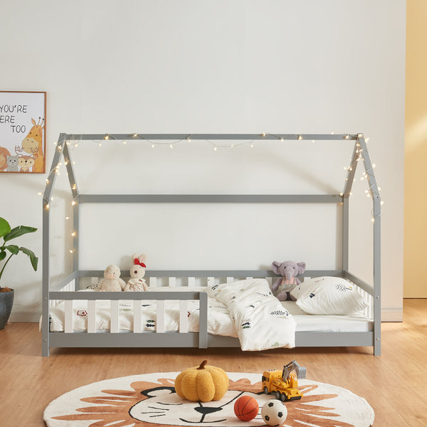 Kinderbed Hesel huisbed met matras en uitvalbeveiliging [en.casa] [neu.haus]