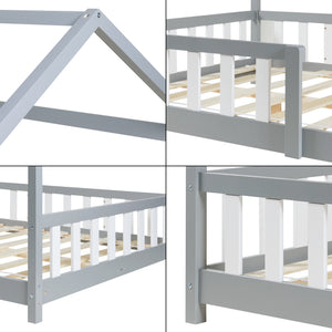 Kinderbed Hesel huisbed met matras en uitvalbeveiliging [en.casa] [neu.haus]