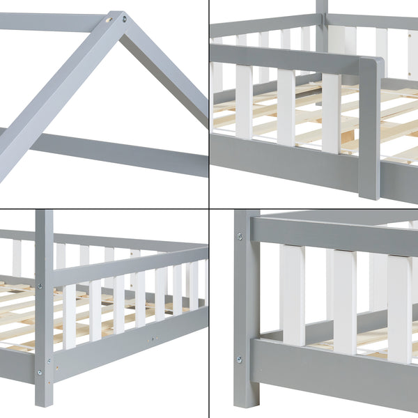 Kinderbed Hesel huisbed met matras en uitvalbeveiliging [en.casa] [neu.haus]