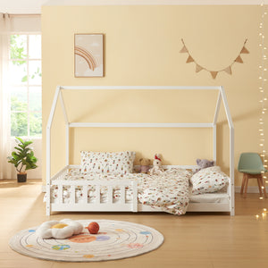 Kinderbed Hesel huisbed met matras en uitvalbeveiliging [en.casa] [neu.haus]