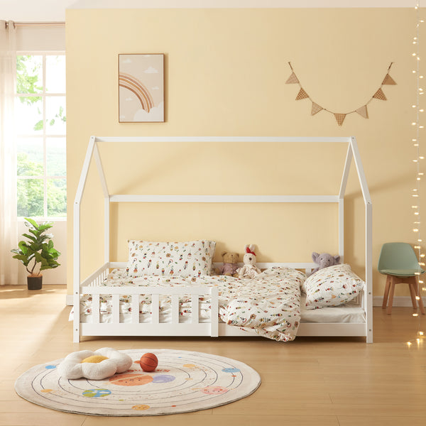 Kinderbed Hesel huisbed met matras en uitvalbeveiliging [en.casa] [neu.haus]