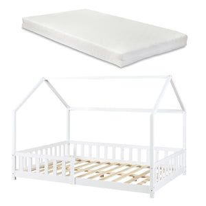Kinderbed Hesel huisbed met matras en uitvalbeveiliging [en.casa] [neu.haus]