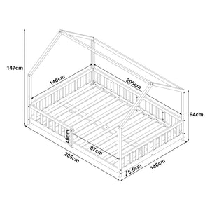 Kinderbed Hesel huisbed met matras en uitvalbeveiliging [en.casa] [neu.haus]