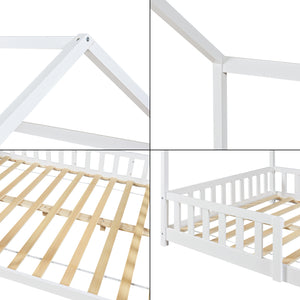 Kinderbed Hesel huisbed met matras en uitvalbeveiliging [en.casa] [neu.haus]