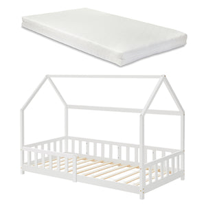Kinderbed Hesel huisbed met matras en uitvalbeveiliging [en.casa] [neu.haus]
