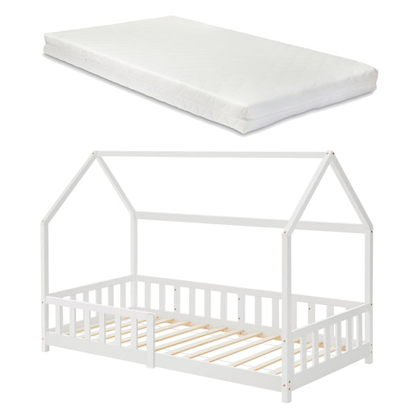 Kinderbed Hesel huisbed met matras en uitvalbeveiliging [en.casa] [neu.haus]