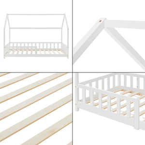 Kinderbed Hesel huisbed met matras en uitvalbeveiliging [en.casa] [neu.haus]