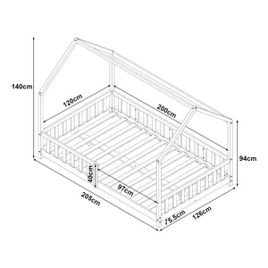 Kinderbed Hesel huisbed met uitvalbeveiliging [en.casa]