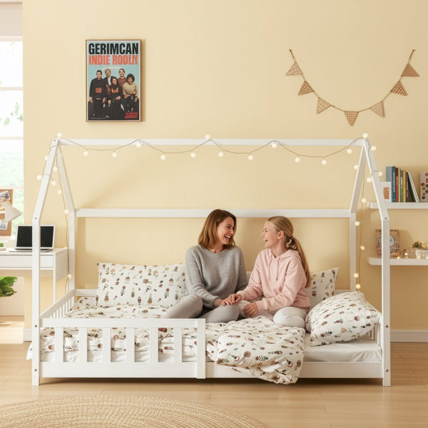 Kinderbed Hesel huisbed met uitvalbeveiliging [en.casa]