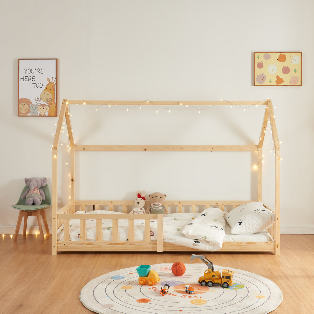 Lit cabane Hesel avec barrière de sécurité [en.casa] - premiumXL