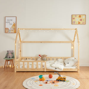 Kinderbed Hesel huisbed met uitvalbeveiliging [en.casa]