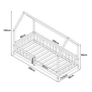 Kinderbed Hesel huisbed met uitvalbeveiliging [en.casa]