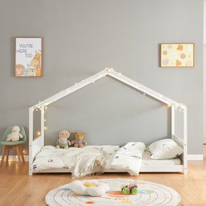 Kinderbed Simo huisbed wit [en.casa]