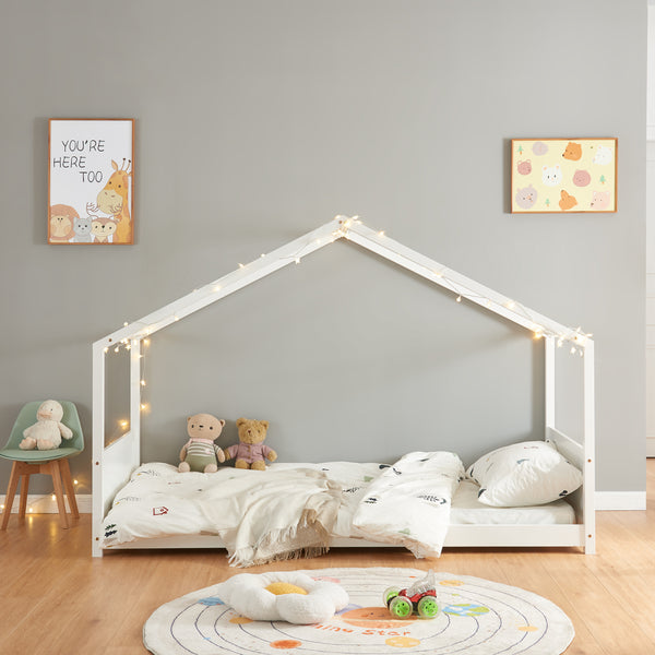 Kinderbed Simo huisbed wit [en.casa]